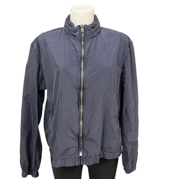 GIEVES & HAWKES WOMEN’s HOODED lightweight Silk basic jacket navy sz medium - Picture 2 of 13